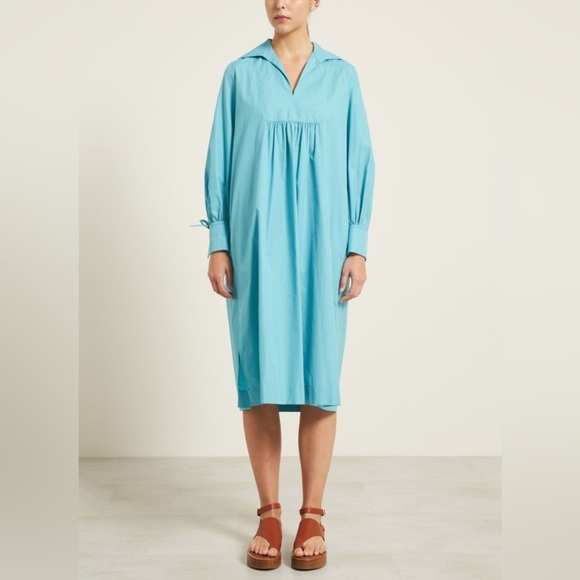 NWT MAX MARA Poplin Midi Dress Size:Medium US6 Light Blue Spring/Summer/Vacation - Picture 5 of 17